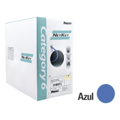 Bobina de Cable UTP 305 Metros (1000 Pies) de Cobre, NetKey, Azul, Categoría 6 (24 AWG), 1000Mbps, Riser (CMR), de 4 Pares