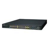 Switch Administrable Stacking Capa 3, 24 Puertos PoE 802.3af/at 10/100/1000T, Hasta 370 W, 4 Puertos 10G SFP+