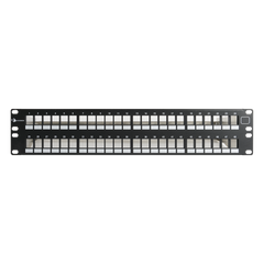 Patch Panel UTP Keystone de 48 Puertos Modular (Vacío), Plano, 2UR, Compatible con Jacks Keystone UTP Z-MAX y MAX