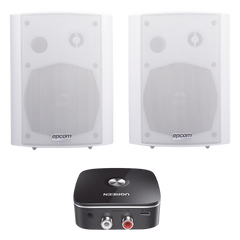 Kit Altavoces + Modulo Receptor BT | Montaje en Pared | 2x20W RMS | Material ABS y Reja Metálica | Bracket de Metal | Color Blanco