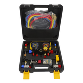 Manómetro de 4 vías con Accesorios para Gas refrigerante R410A/ R32/ R134A/R22