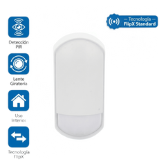 Detector PIR Interior OPTEX FLX-S-ST / Lente Giratoria 180° / Doble Patrón de Detección / 12 m Ancho o 18 m Estrecho / Tolerancia a Mascotas 25 kg