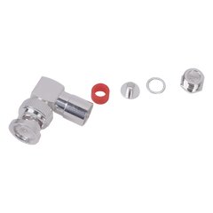 Conector BNC Macho en Ángulo Recto de Rosca para LP-195, LP-142, LMR-195, RG-58/U, RG-142/U, Plata/Oro/Teflón.