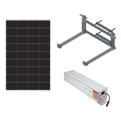 Kit Solar para alimentar hasta 30W, Salida 12/24 Vcc, Para alimentar camaras PTZ y Enlaces Punto a Punto, Panel Solar 180W, Bateria Litio 1280 Wh