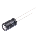Capacitor Electrolítico en Aluminio, Radial de 220 µFd, 16 Vcc, 105 °C, 6.3 x 11 mm.