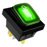 Interruptor tipo Switch con Led Color Verde / IP65 / Diseño Industrial / NO, COM, NC / Terminales tipo F1