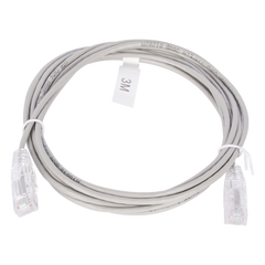 Cable de Parcheo Slim UTP Cat6 - 3 Metros (9.84 Pies) Gris Diámetro Reducido (28 AWG)