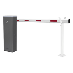 Kit de Barrera Vehicular Derecha y Brazo Telescópico de Hasta 5.5 m / Finales de Carrera Ajustables por Programación / Movimiento Fluido / Diseño Elegante Color Gris / Con Corona Led Semaforizada