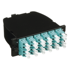 Casete OptiCom de Fibra Óptica Multimodo OM3, Con 2 Conectores MPO a 12 LC Duplex, Polaridad Método A, Pérdida de Inserción Estándar