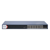Switch PoE+ / Administrable / 16 puertos 1000 Mbps PoE+ / 2 Puertos 1000 Mbps Uplink / 2 Puertos SFP de Uplink / Configuración Nube Hik-Partner Pro / Modo Extendido hasta 300 metros / 230 W