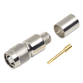Conector TNC Macho Inverso, Anillo Plegable para ensamblar en cables RG-8/U, LMR-400, Níquel, Oro, Teflón