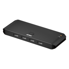 Switch USB 2.0 Compartido 2 x 4 Essentials | 480 Mbps | InstaSync | Pulsador Integrado | Diseño Compacto