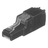 Plug RJ45 UTP, Instalación Recta, Terminación en Campo Certificable, Compatible con Cat5e, Cat6 y Cat6A, Color Negro