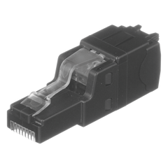 Plug RJ45 UTP, Instalación Recta, Terminación en Campo Certificable, Compatible con Cat5e, Cat6 y Cat6A, Color Negro