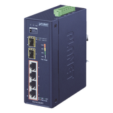 Switch PoE Industrial No Administrable de 4 Puertos PoE 10/100/1000T 802.3at, 2 Puertos SFP 10/1000X