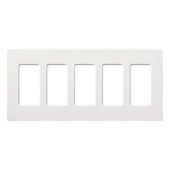 Placa de pared de 5 espacios sin tornillos, acabado satinado color Snow, para atenuadores e interruptores Maestro, Diva, Skylark y controles Pico