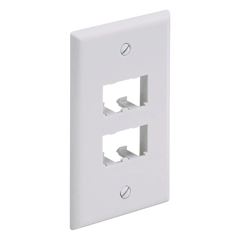 Placa de Pared Vertical Clásica, Salida Para 4 Puertos Mini-Com, Color Blanco
