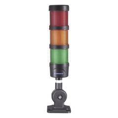 Torre LED Indicadora de estado de 3 niveles color Rojo, Ámbar y Verde, con Buzzer integrado a 85 dB, a 110-240 VCA con Montaje incluido de 60 mm de diámetro