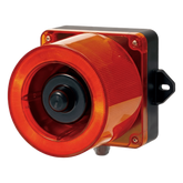 Combinacion de baliza LED color Rojo y sirena electrónica de 31 tonos resistente a la intemperie de volumen máx. 123 dB a 12-24 VCD