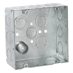 Caja Cuadrada 4 11/16 x 4 11/16"/ Profundidad de 2- 1/8"/ Cuenta 1 Entrada de 1/2" y 15 TKO (1/2"-3/4").