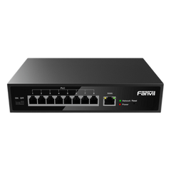 Switch PoE de 2 Hilos 8 Puertos RJ11 / Uso Exclusivo con Fanvil X303-2W / Transmisión hasta 300 m (984.3 ft) / Entrada 100V~240V / Salida Máx 80W / Reutiliza Cableado PSTN y AWG