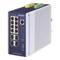 Switch Industrial Administrable Capa 3, Con 8 Puertos PoE Gigabit 802.3bt, 2 Puertos SFP de 1 G / 2.5 G, 2 Puertos SFP 10 G