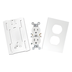 Contacto eléctrico doble, soporte y tapa color blanco de PVC auto extinguible, para canaleta TEK100 (5591-10200)