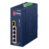 Switch industrial, Temperatura de Operación: -40 a 75ºC, 4 puertos PoE 10/100 + 1 Puerto 100Base-FX