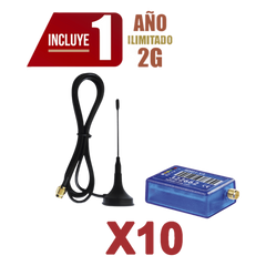 KIt de 10 Comunicadores de Alarma MINI012G con Antena 2G / Incluyen 1 Año de Cobertura / Aplicación Gratuita / Cero Configuración / Compatible Honeywell/DSC/CROW/PIMA