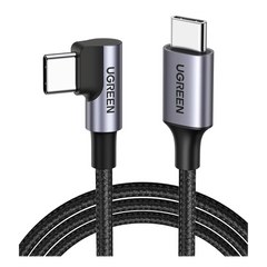 Cable USB-C a USB-C | 1 Metro (3.28 Pies) | Conector con Ángulo Recto de 90° | Carga Rápida de hasta 60W | 480 Mbps | PD3.0 | QC4.0/3.0/2.0 | FPC | AFC | Protección Integrada | Caja de Aluminio | Nylon Trenzado | Color Negro