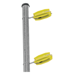 Aislador de Esquina Amarillo para Cercos Eléctricos / 18 kV / Resinas Vírgenes / Resistencia 7.5-10.2 kg / Anti UV / 66 mm x 31.6 mm