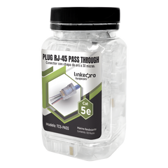 Bote con 100 Plugs Pass Through RJ45 Cat5e sin Blindaje, Chapado de Oro a 30 Micras para Durabilidad Extrema