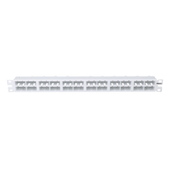 Panel de Parcheo Modular Mini-Com (Sin Conectores), Plano, Sin Blindaje, Alta Densidad, de 48 Puertos, Color Blanco, 1 UR