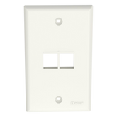 Placa de Pared Vertical, Salida Para 2 Puertos Keystone, Color Blanco Mate