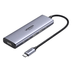 Hub USB-C 6 en 1 / HDMI 4K@60Hz / 2x USB-A 3.2 Gen 2 (10 Gbps) / 2x USB-C 3.2 (10 Gbps) / PD 100W / Compatibilidad Universal / Driver-Free / Aluminio