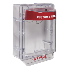 Cubierta Protectora Serie Stopper II® De Policarbonato, Con Bocina, Espaciador Transparente, Montaje en Superficie, Etiqueta Personalizada