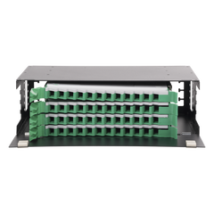 Distribuidor de Fibra Óptica con Bandejas Deslizables, Vacío, 19 Pulgadas (48.26 cm), Acepta 48 Adaptadores LC Duplex o LC Simplex o 48 SC Simplex, 3U