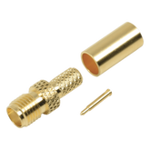 Conector SMA hembra inverso de anillo plegable para cable RG-58/U, Oro/ Oro Teflón.