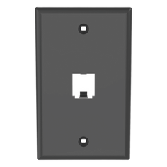 Placa de Pared Vertical Clásica, Salida Para 1 Puerto Mini-Com, Color Negro