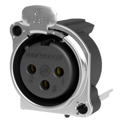 Conector XLR Hembra de 3 Polos | Montaje Vertical para Placa de Pared | Brida Metálica
