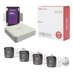 Kit IP 4 Megapixel / NVR de 4 Canales / 4 Cámaras IP Dual light y Microfono Integrado / Bobina de Cable de 100 mts / Disco Duro 1 TB