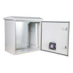 Gabinete con Rack 19" 11U de Acero / IP55 / Exterior o interior / Placa Trasera Interna/ Ventilador / Ventilas / Filtros / Terminal de Tierra / 593 x 609 x 399 mm