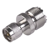 Adaptador en Línea de Conector Mini UHF Macho a UHF Hembra (SO-239), Níquel/ Oro/ Teflón.