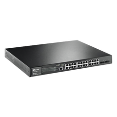 Switch JetStream PoE+ administrable Capa 2, 24 puertos 10/100/1000 Mbps + 4 puertos SFP 384 W
