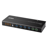 Conmutador de Uso Compartido USB 3.2 Gen 1 Industrial | 8 Puertos para Computadoras | 4 Puertos para Dispositivos | 5 Gbps | Selección por Botón, RS-232/485 o Remoto | Power on Detection | Carcasa de Metal | Montaje en Pared