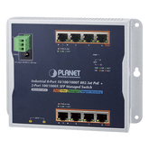 Switch Industrial PoE Administrable de Pared Capa 2, 8 Puertos Gigabit PoE 802.3at y 2 Puertos 100/1000X SFP