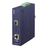 Convertidor de Medios PoE Industrial, Puerto SFP 1000BASE-SX/LX a Puerto RJ45 Gigabit con Salida PoE 802.3at (Hasta 30 W).
