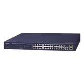 Switch Administrable Capa 2 de 24 Puertos Gigabit 10/100/1000T, 2 Puertos SFP 100/1000X , Cuenta con una Interfaz de Consola