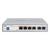 Switch PoE / Administración en la nube / Con 4 puertos 10/100 Mbps PoE af/at / 2 Puertos Uplink 10/100 Mbps / Presupuesto 60 W / PoE hasta 250 metros / Soporta protocolo ONVIF