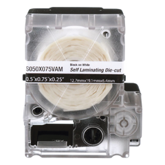Casete de 425 Etiquetas Autolaminadas de 12.7 x 19.1 mm (0.5 x 0.75 pulgadas), para Cables de 2 a 4 mm (0.08 a 0.16 pulgadas) de Diámetro, Área de Impresión Color Blanco